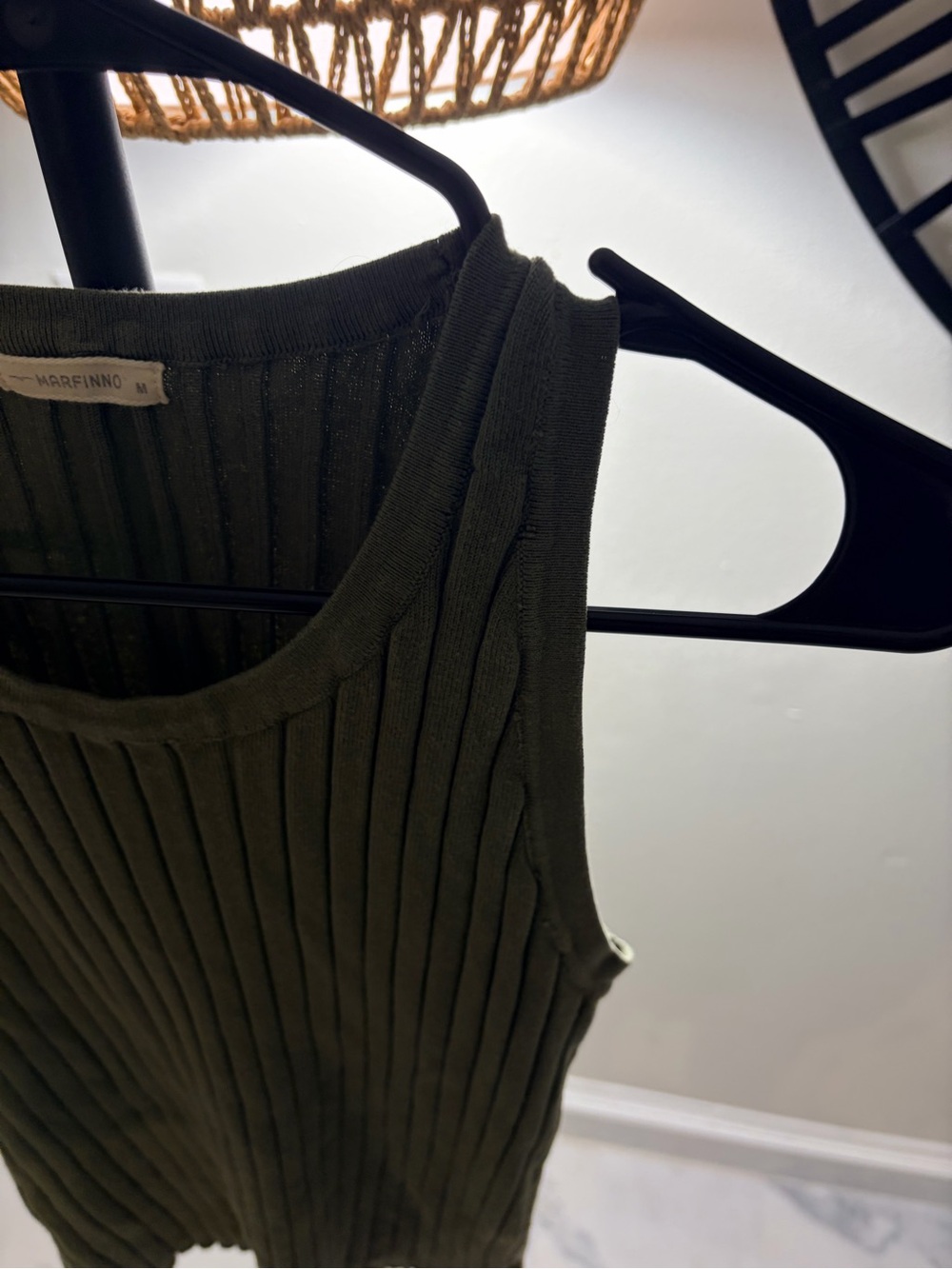 Olive Ribbed Tank Top - Picture 4 of 7